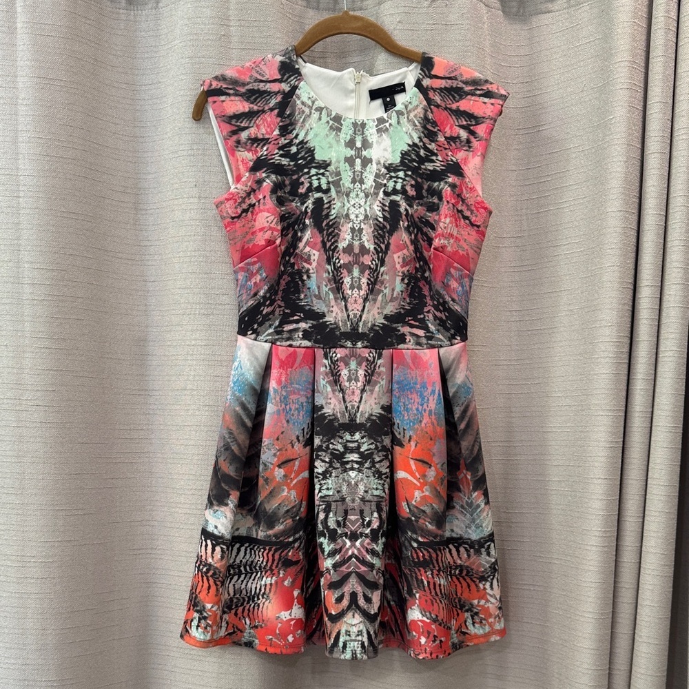 Aqua Ink Blot Multicolor Skater Dress Size M